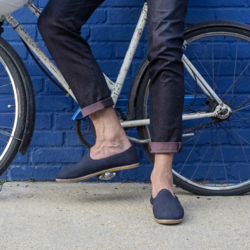 NEW CHARIX | US 11.5 | Men's Classic Handmade Navy Nubuck Slip-On Comfort Loafer